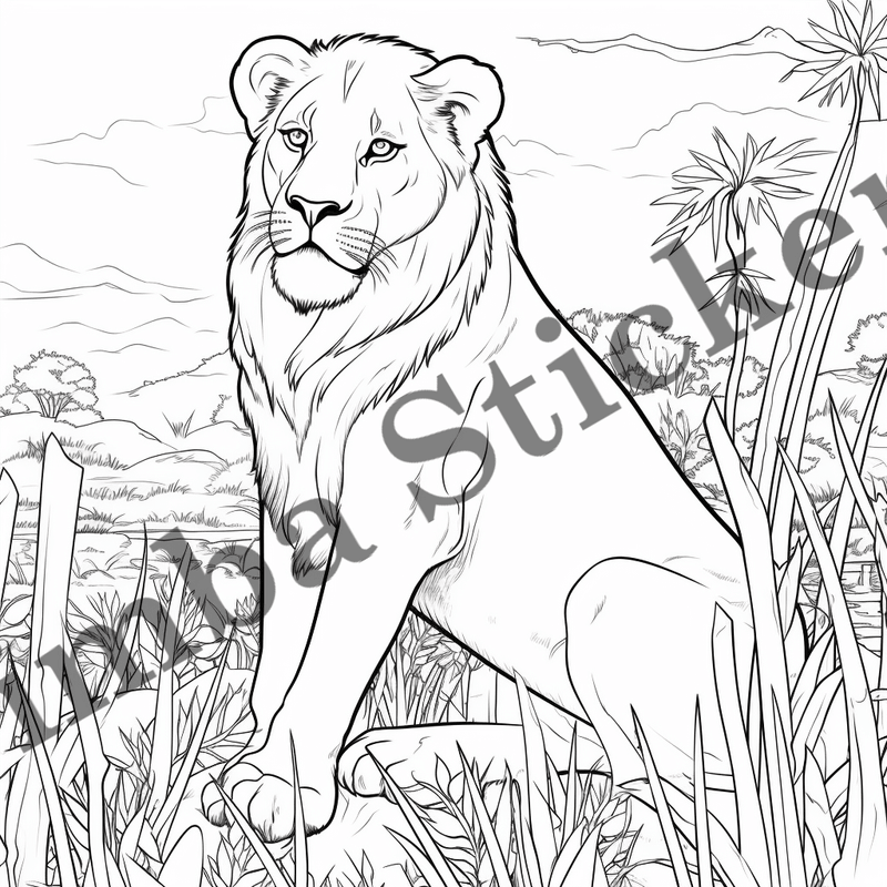 Colouring pages, Bundle of lions, 25 images