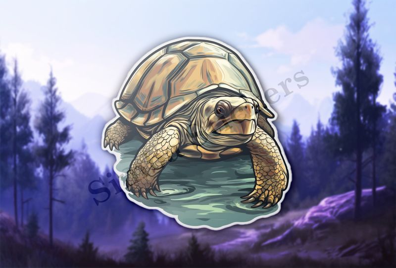 Tortoise in shallow pool of water