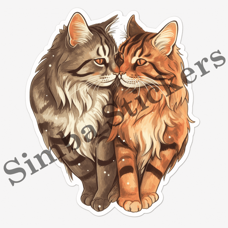 Maine Coon cats in love, image set, 10 images