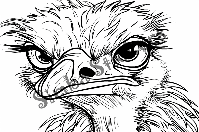Colouring pages, bundle of ostriches, 50 images