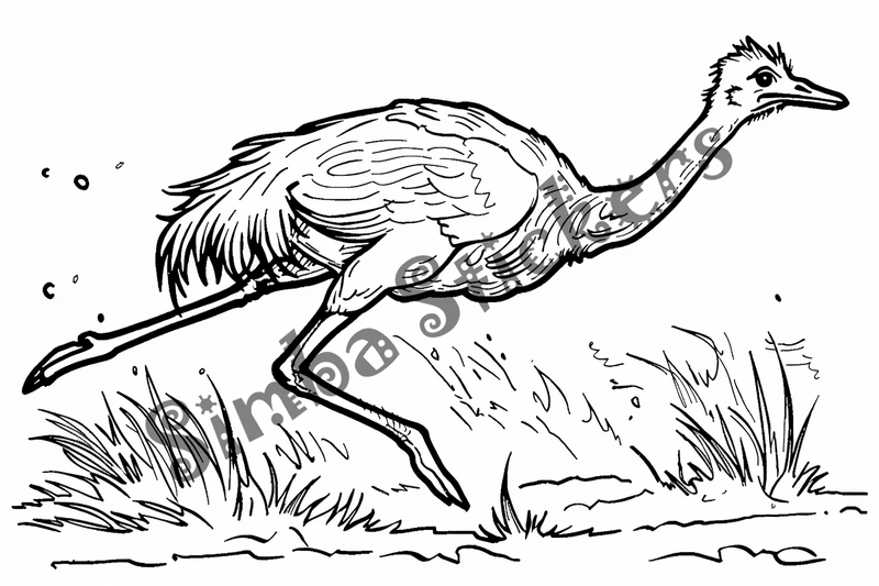 Colouring pages, bundle of ostriches, 50 images
