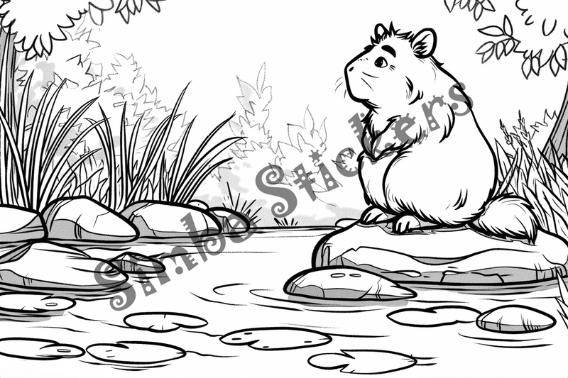 Colouring pages, bundle of capybaras, 50 images