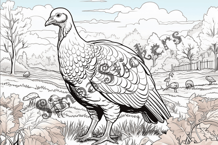 Colouring pages, bundle of turkeys on a farm, 25 images