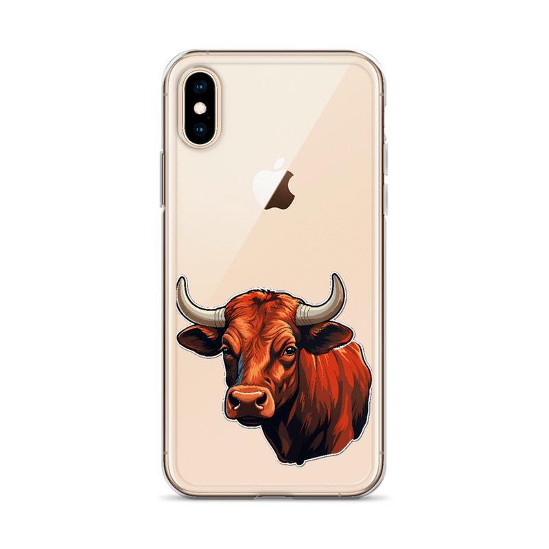 Clear Case for iPhone, Bull face, partial side view, bpor80