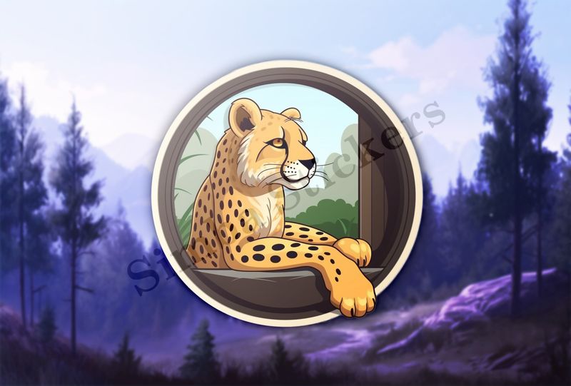 Cheetah through a window.