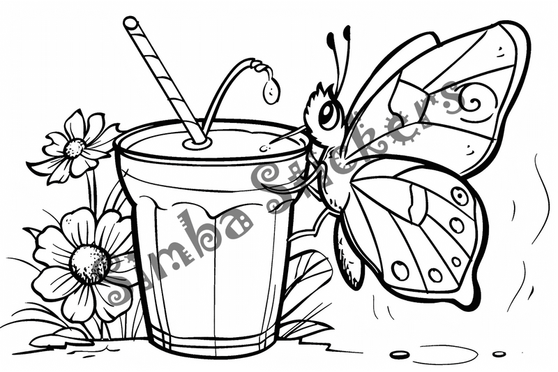 Colouring pages, bundle of butterflies around glasses, 10 images