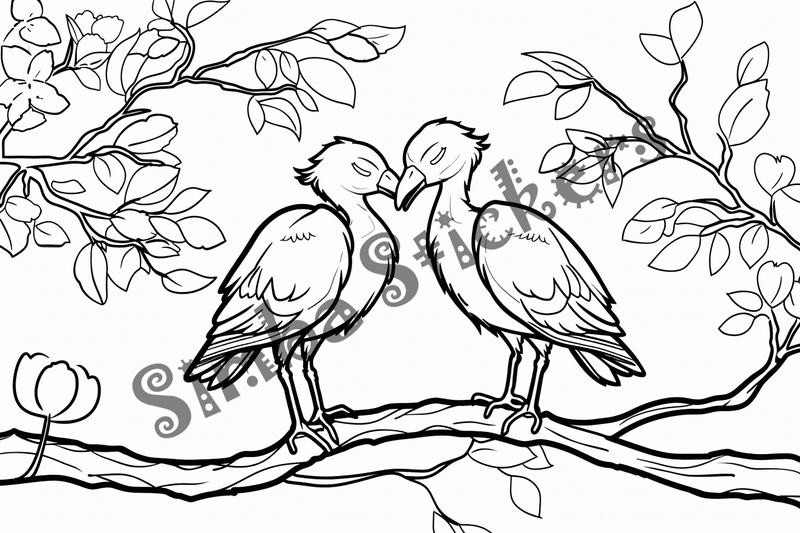 Colouring pages, bundle of vultures in love, 25 images, xkek0y