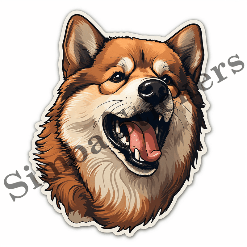 Akita dogs, sticker-style, image set, 10 images