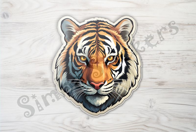 Tiger face, stone-faced gaze