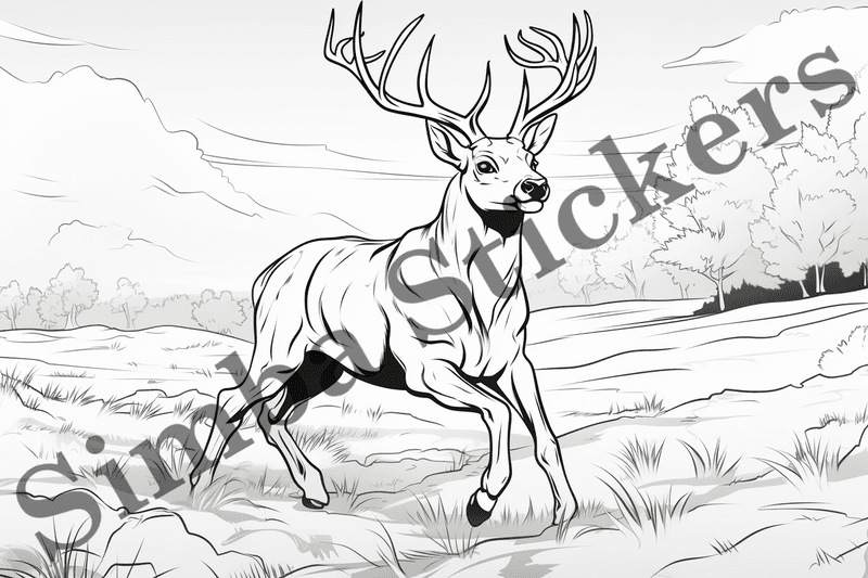 Colouring pages, bundle of deer, 25 images