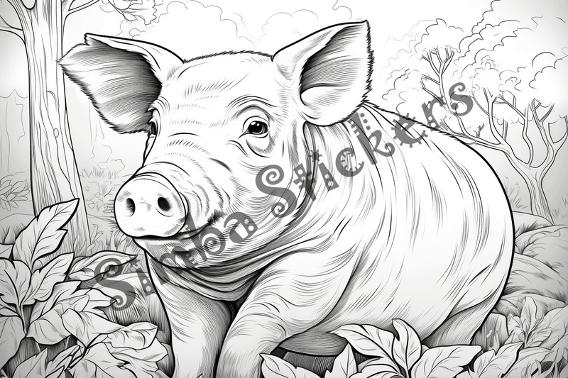 Colouring pages, bundle of pigs, 25 images 2