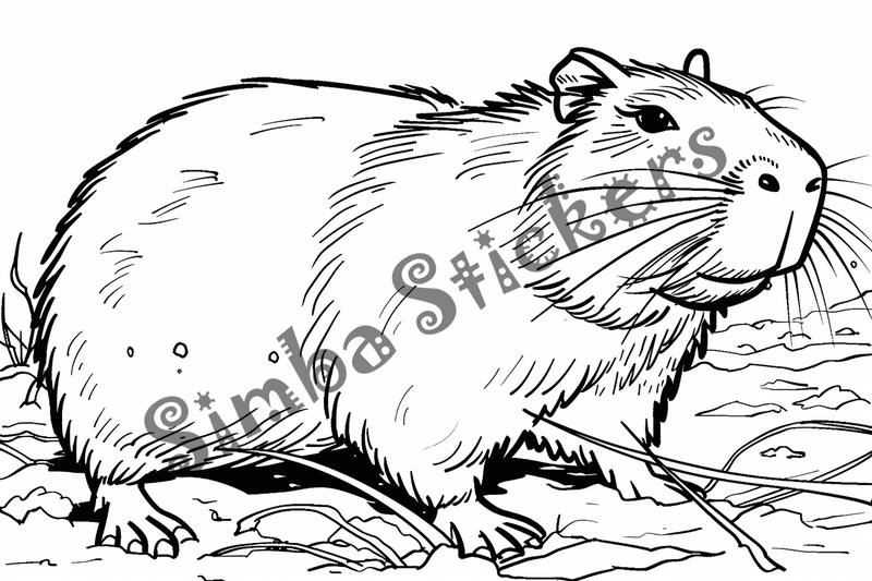 Colouring pages, bundle of capybaras, 50 images