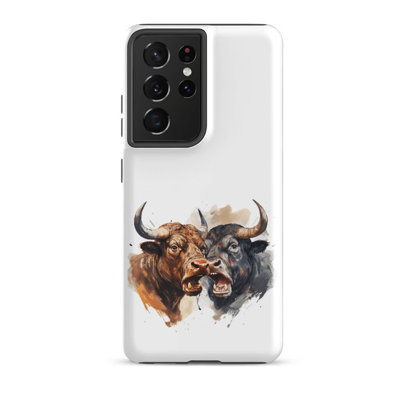 Tough Case for Samsung, Bulls facing up to each other, watercolour, dx5eff