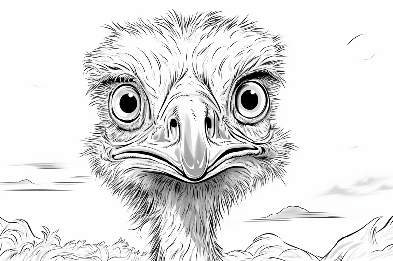 Colouring pages, Bundle of ostriches, 25 images