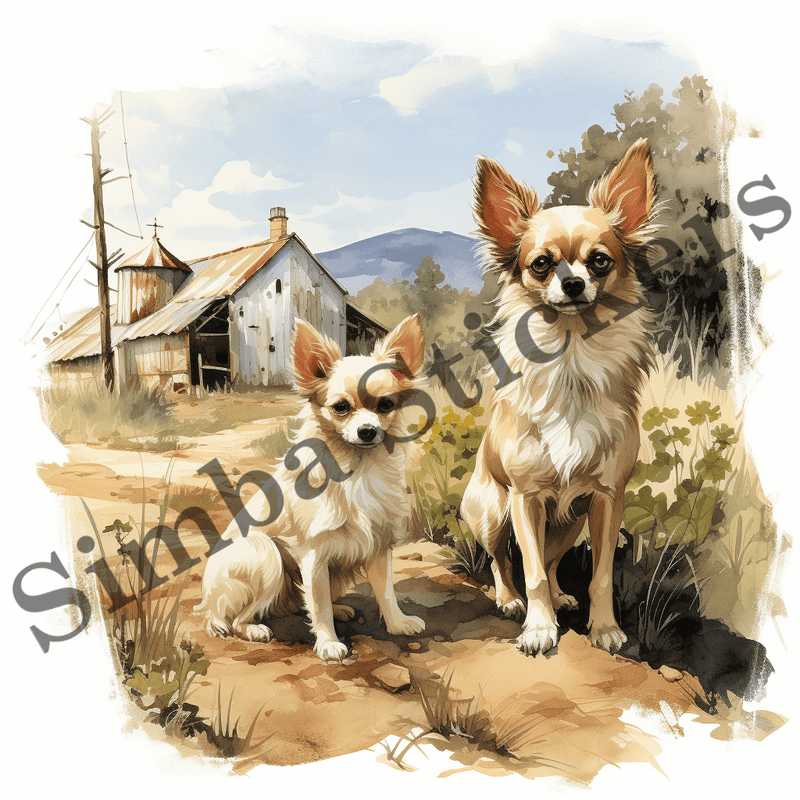 Chihuahua dogs, watercolour, image set, 10 images