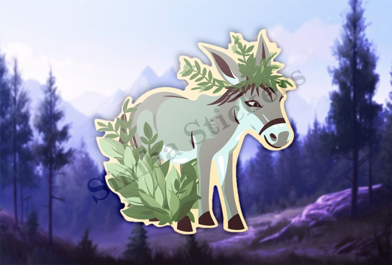 Donkey in leaves