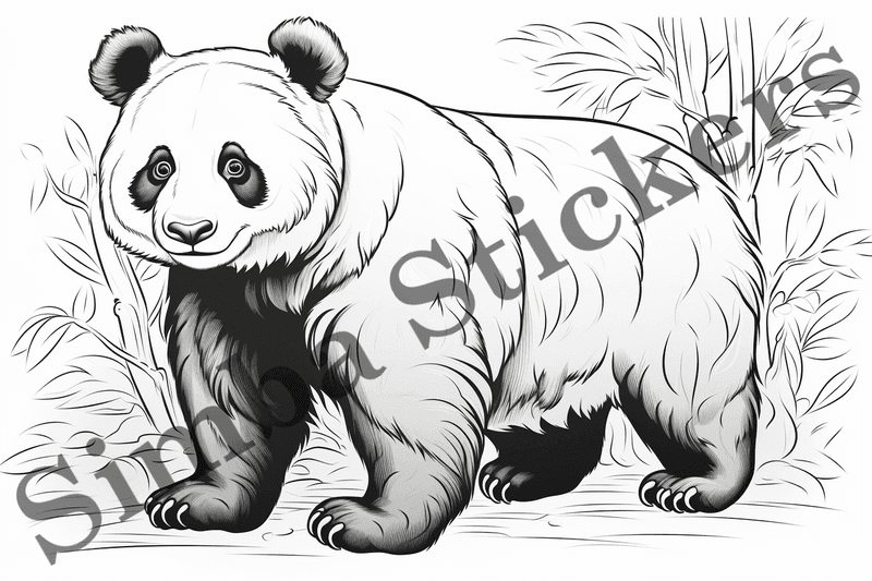 Colouring pages, bundle of pandas, 10 images, wtwayt