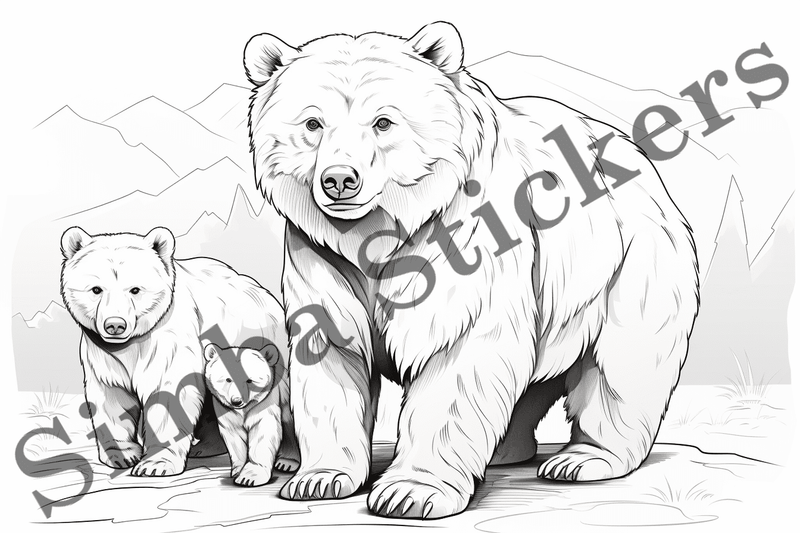 Colouring pages, Bundle of bears, 25 images