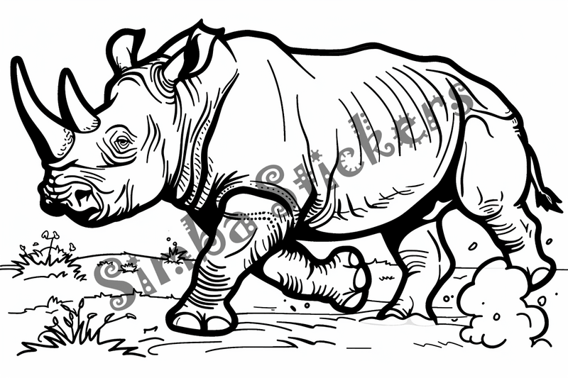 Colouring pages, bundle of rhinos, 25 images