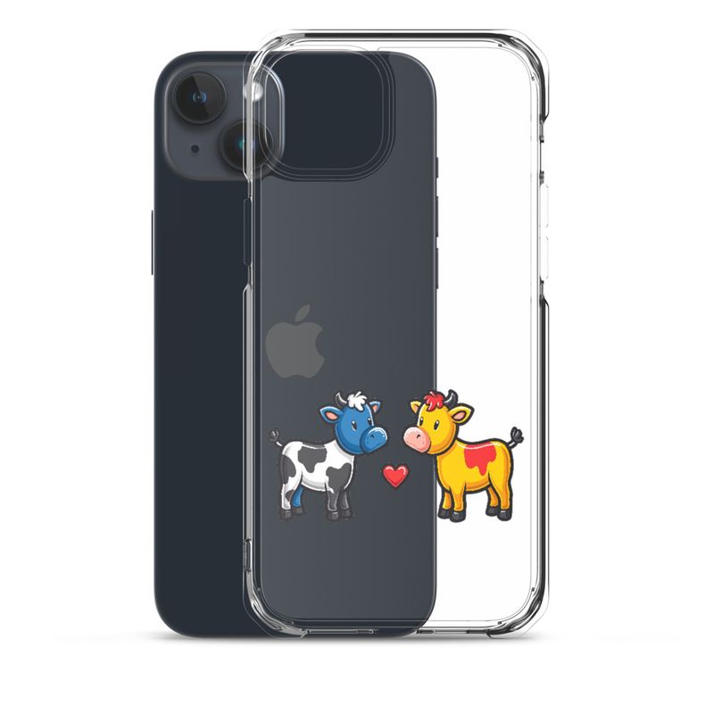 Clear Case for iPhone, Cattle, bull and cow in love, both colourful, zbyzzs
