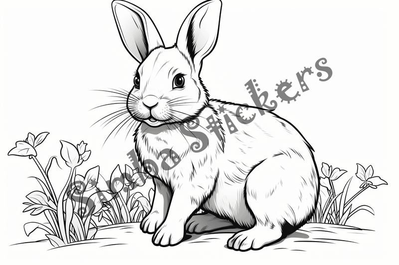 Colouring pages, bundle of rabbits, 25 images