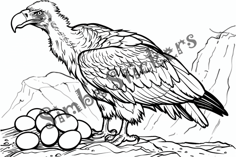 Colouring pages, bundle of vultures with chicks or eggs, 25 images, rm6krw