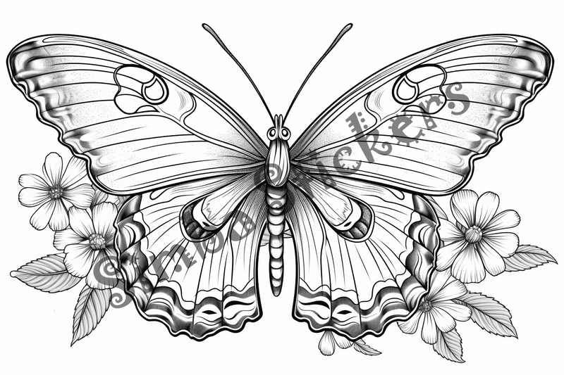 Colouring pages, bundle of single butterflies, 10 images
