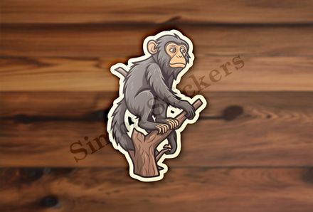 Baboon on a tree, looking sad