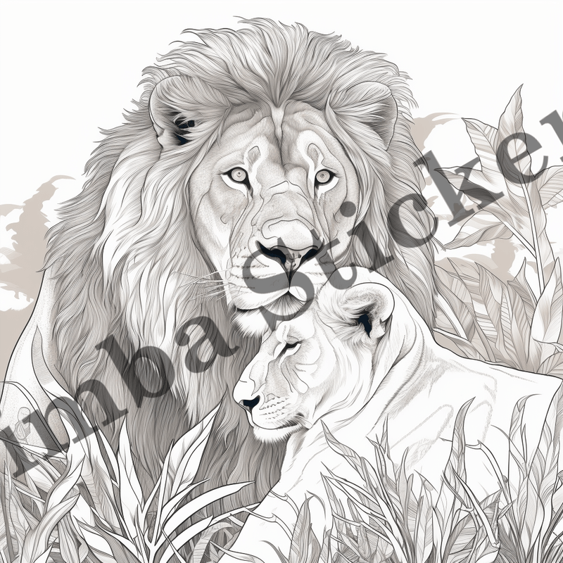 Colouring pages, Bundle of lions, 10 images