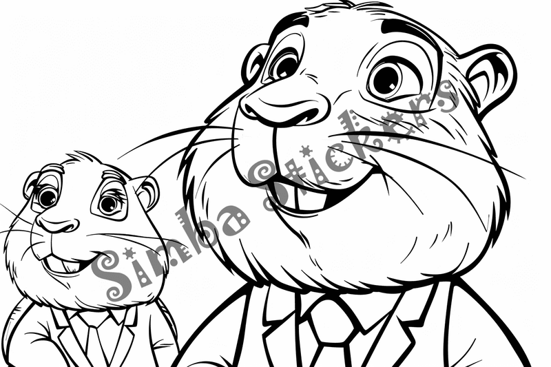 Colouring pages, bundle of capybaras wearing clothes, 10 images