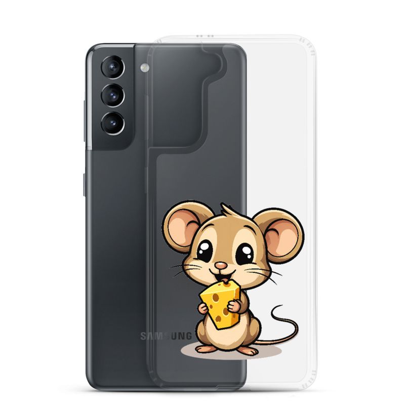 Clear Case for Samsung, Small Mouse happily licking large chunk of cheese, pqapy6