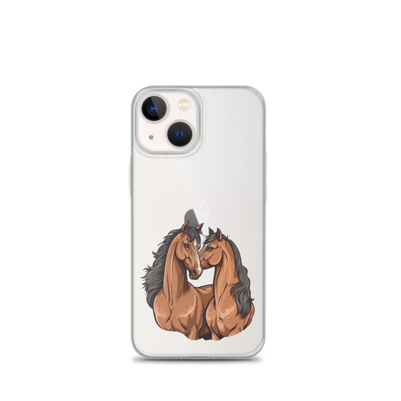 Clear Case for iPhone, Two brown horses snuggling, tdwcyd