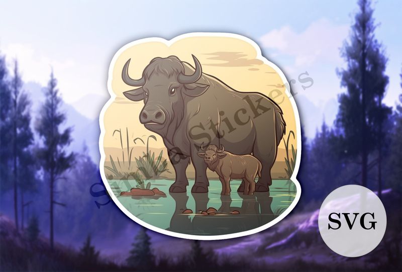 Buffalo mother with calf