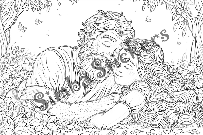 Colouring pages, bundle of people, elderly and grandparents with children, 50 images
