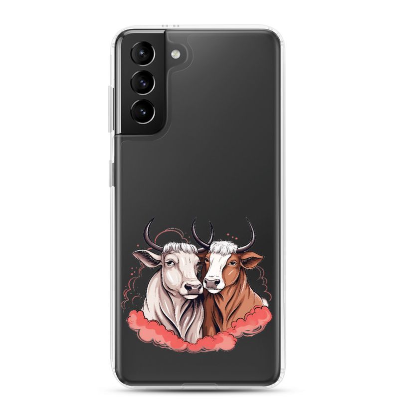 Clear Case for Samsung, Bull and cow, romantic, reddish clouds, qoucds