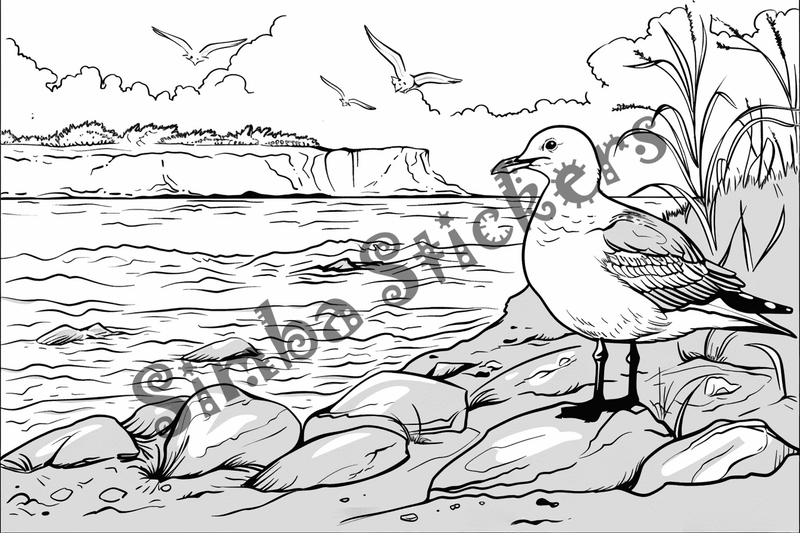 Colouring pages, bundle of seagulls 2, 25 images