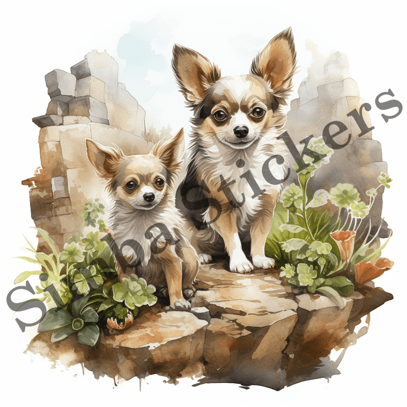 Chihuahua dogs, watercolour, image set, 10 images