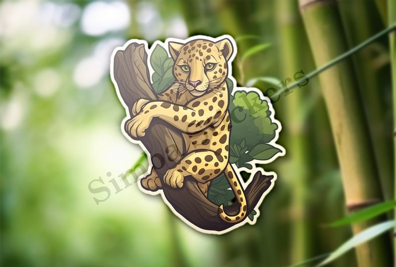Leopard youngling resting in a tree