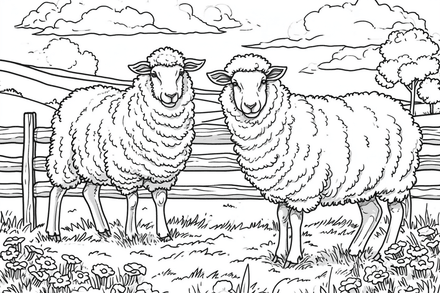 Colouring pages, bundle of multiple sheep, 10 images