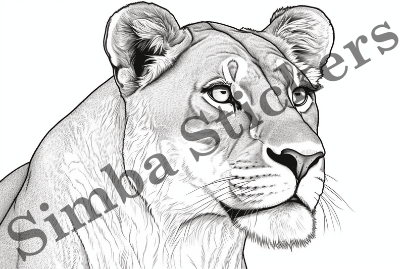 Colouring pages, Bundle of lions, 10 images