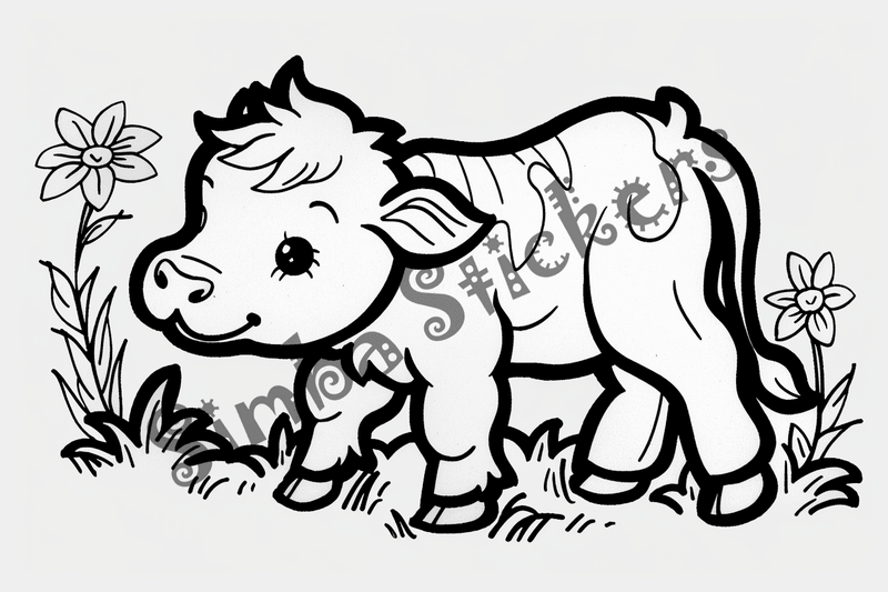 Colouring pages, bundle of cattle, simple, 10 images