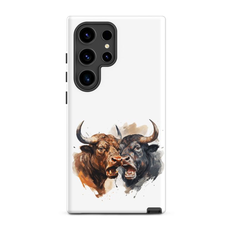 Tough Case for Samsung, Bulls facing up to each other, watercolour, dx5eff