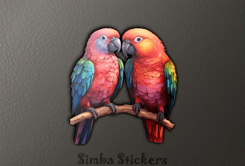 Parrots in love perching, watercolour, a288lg
