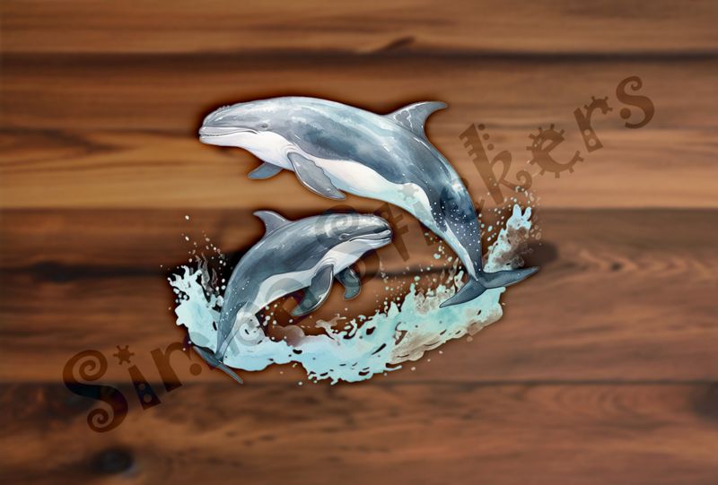 Whales leaping out of water synchronously