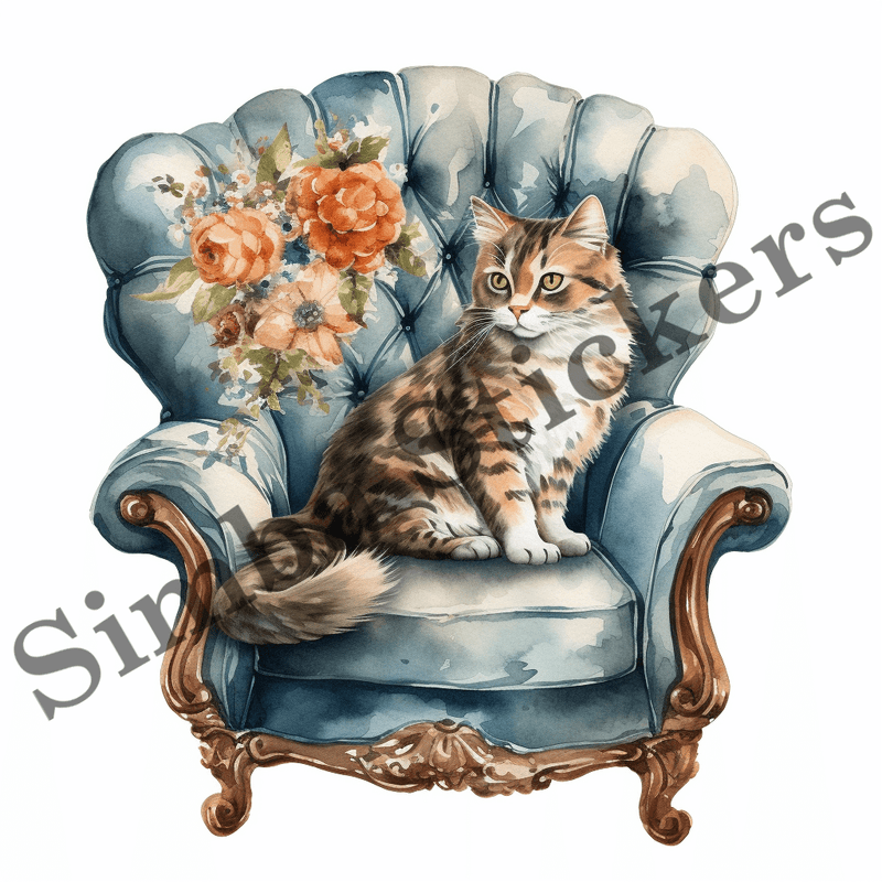 Cats in armchair, image set, 10 images