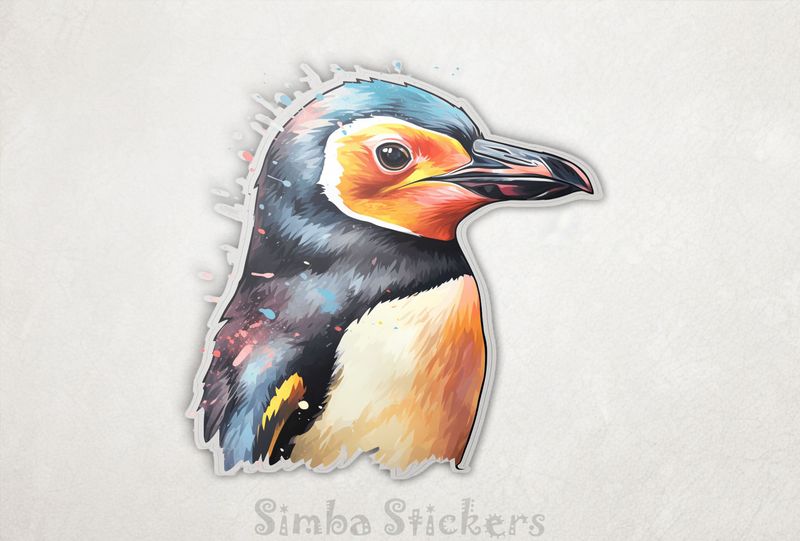 Penguin from the side, watercolour, wskjam