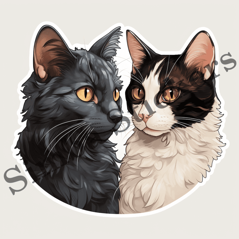 Japanese Bobtail cats cuddling, image set, 10 images