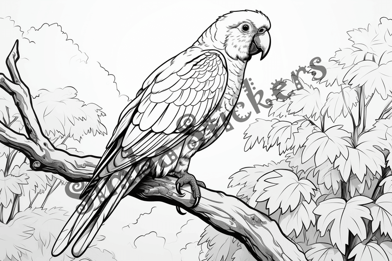 Colouring pages, bundle of parrots 2, 25 images