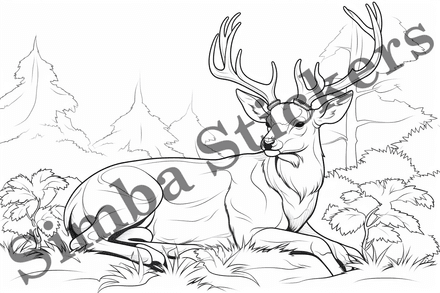 Colouring pages, bundle of deer, 25 images