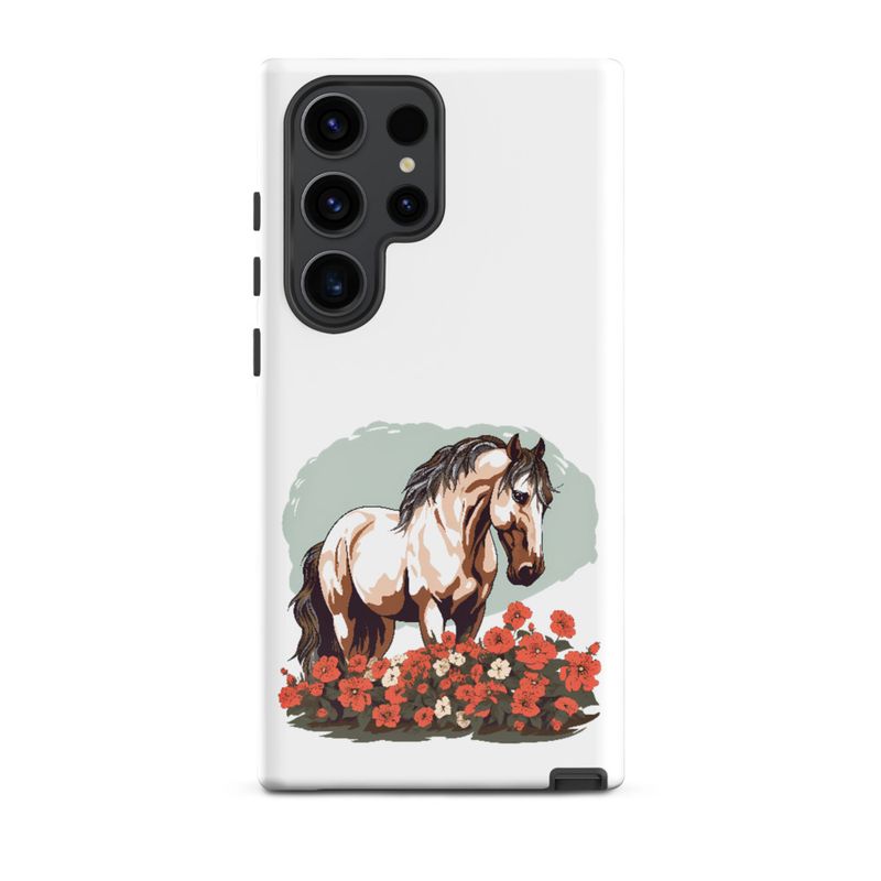 Tough Case for Samsung, Brown horse in field of red flowers, n4w2fj